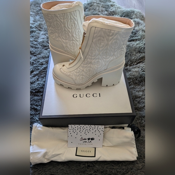 Gucci 70mm Trip Quilted Leather Booties. - Picture 1 of 16